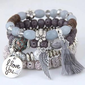 4-piece Set Stacking Vintage Boho Charm Bracelet